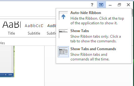 Word, Ribbon Button Options